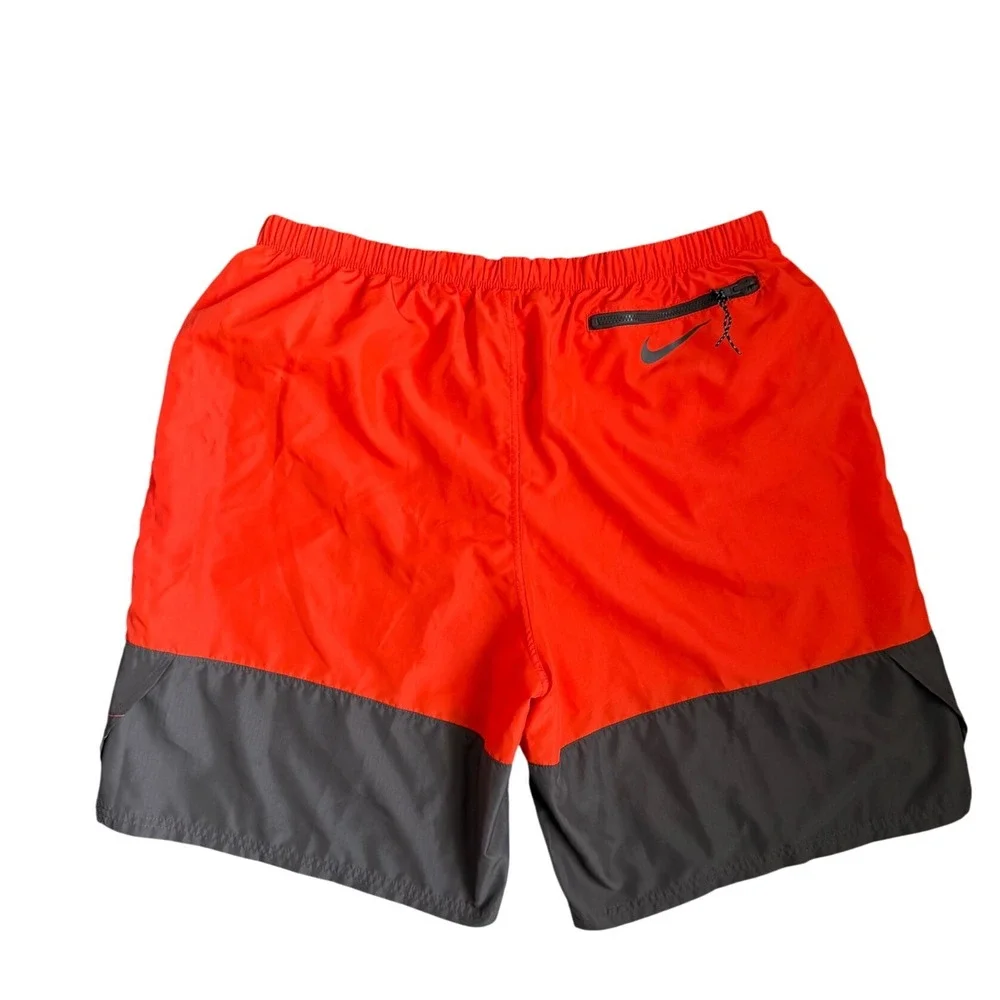 Nike Volley Swim Shorts Mens XL Orange Gray‎ Split Packable Trunks NESSC510 NWOT